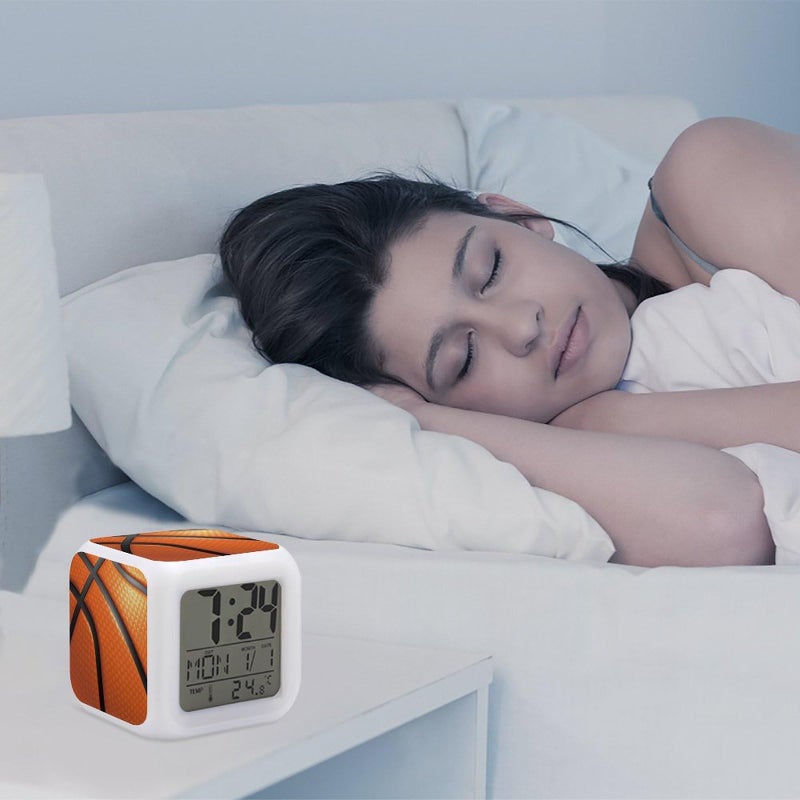 XUWU Basketball Alarm Clock for Kids Boy Girl 7 LED Color Changing Wake Up Clock Home Decor Bedroom Digital with Temperature Display - Image 5